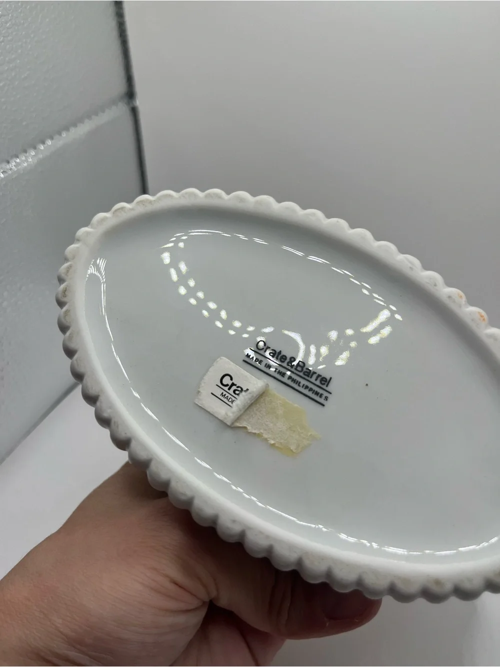Crate & Barrel White Ceramic Hen on Nest Covered Dish